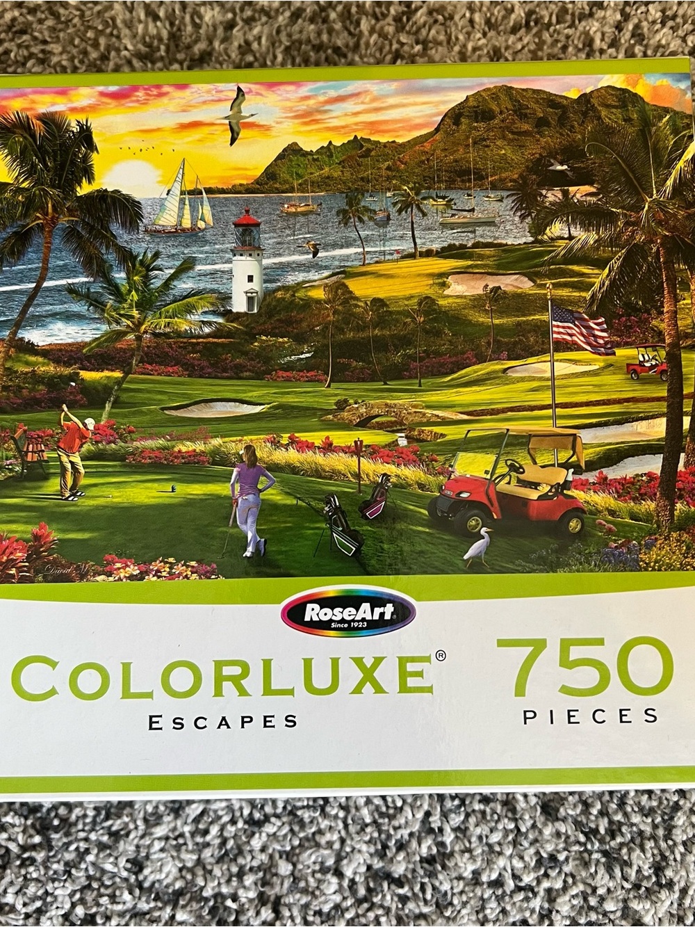 RoseArt ColorLuxe 750 Piece Jigsaw Puzzle - Vibrant Coastal Golf Scene